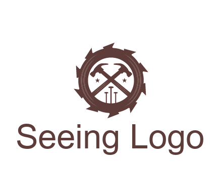 hammer and nails in blade construction logo