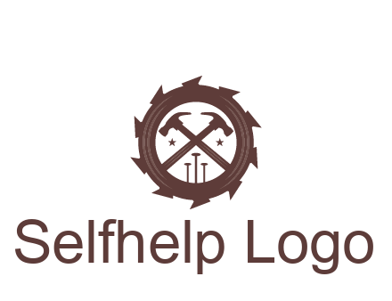 hammer and nails in blade construction logo