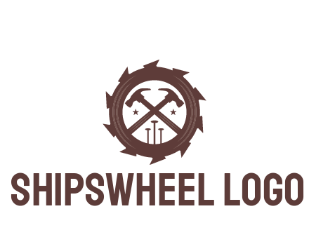 hammer and nails in blade construction logo