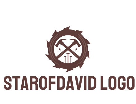 hammer and nails in blade construction logo