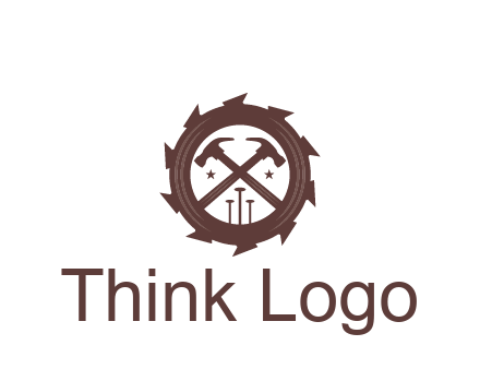 hammer and nails in blade construction logo