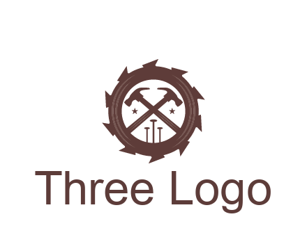 hammer and nails in blade construction logo
