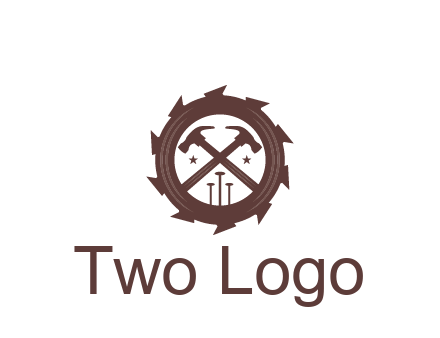 hammer and nails in blade construction logo