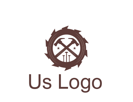 hammer and nails in blade construction logo