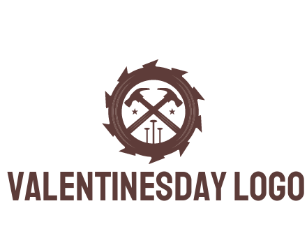 hammer and nails in blade construction logo