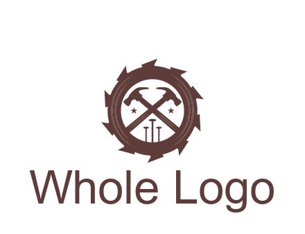 hammer and nails in blade construction logo