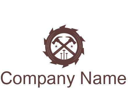 hammer and nails in blade construction logo