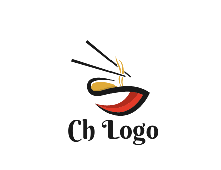 abstract noodle bowl with chopsticks restaurant logo