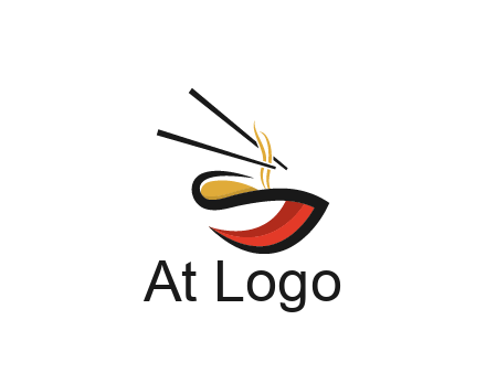 abstract noodle bowl with chopsticks restaurant logo