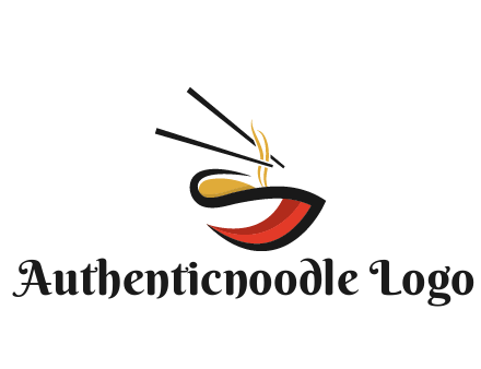 abstract noodle bowl with chopsticks restaurant logo