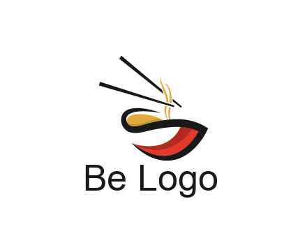 abstract noodle bowl with chopsticks restaurant logo