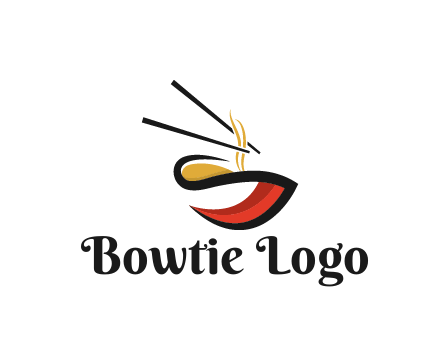 abstract noodle bowl with chopsticks restaurant logo
