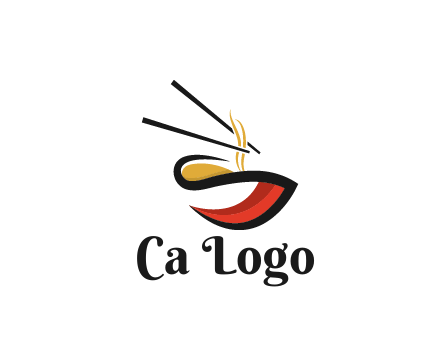 abstract noodle bowl with chopsticks restaurant logo