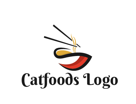 abstract noodle bowl with chopsticks restaurant logo
