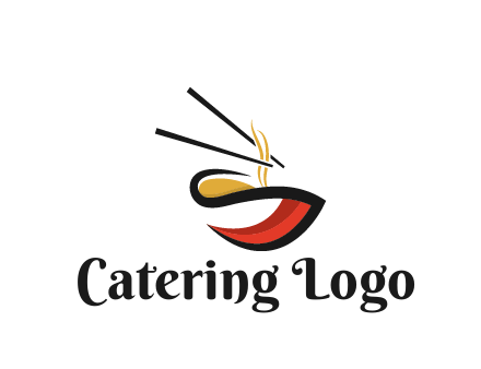 abstract noodle bowl with chopsticks restaurant logo
