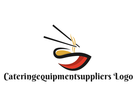 abstract noodle bowl with chopsticks restaurant logo