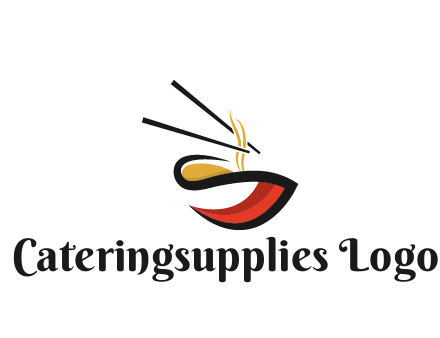 abstract noodle bowl with chopsticks restaurant logo