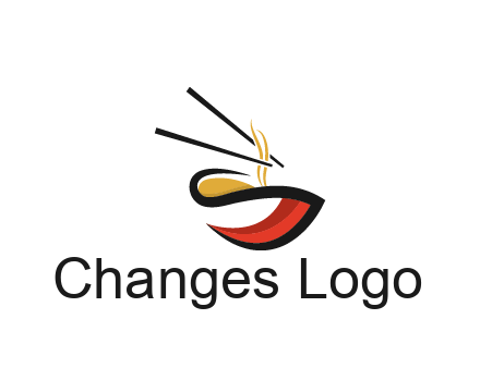 abstract noodle bowl with chopsticks restaurant logo