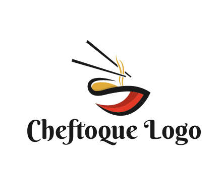 abstract noodle bowl with chopsticks restaurant logo