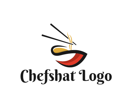 abstract noodle bowl with chopsticks restaurant logo