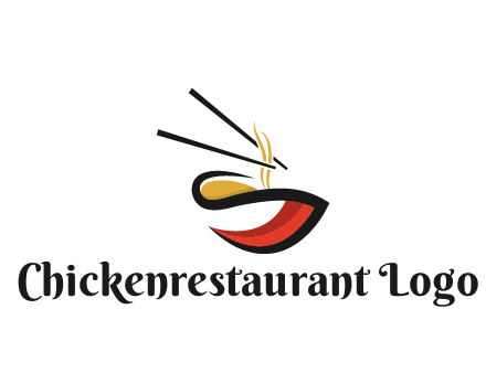 abstract noodle bowl with chopsticks restaurant logo