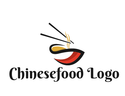 abstract noodle bowl with chopsticks restaurant logo