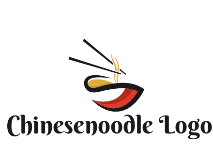 abstract noodle bowl with chopsticks restaurant logo