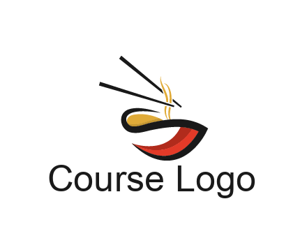 abstract noodle bowl with chopsticks restaurant logo