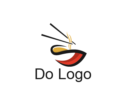 abstract noodle bowl with chopsticks restaurant logo