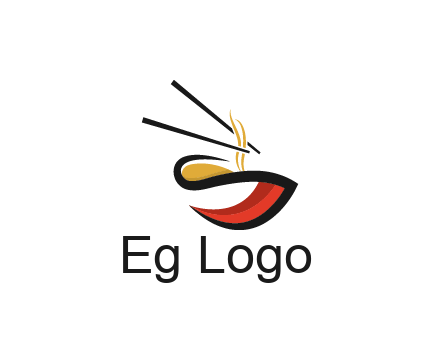 abstract noodle bowl with chopsticks restaurant logo