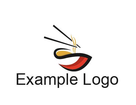 abstract noodle bowl with chopsticks restaurant logo