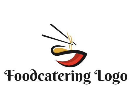 abstract noodle bowl with chopsticks restaurant logo