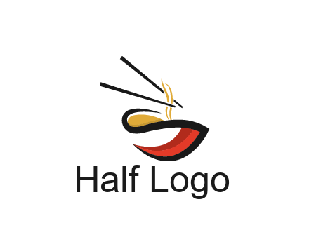 abstract noodle bowl with chopsticks restaurant logo