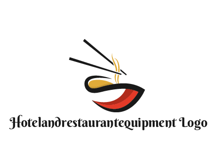 abstract noodle bowl with chopsticks restaurant logo