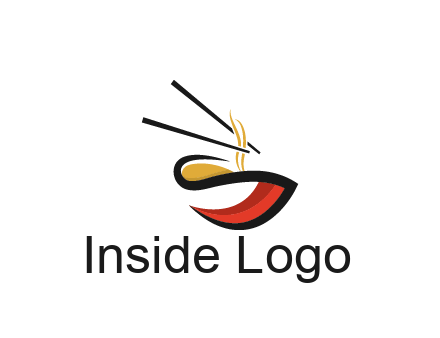 abstract noodle bowl with chopsticks restaurant logo