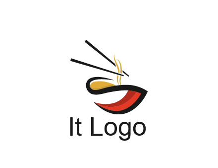 abstract noodle bowl with chopsticks restaurant logo