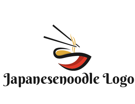 abstract noodle bowl with chopsticks restaurant logo