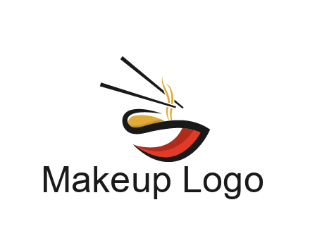 abstract noodle bowl with chopsticks restaurant logo