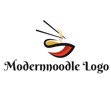 abstract noodle bowl with chopsticks restaurant logo