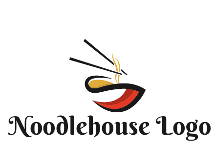 abstract noodle bowl with chopsticks restaurant logo