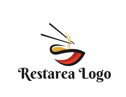 abstract noodle bowl with chopsticks restaurant logo