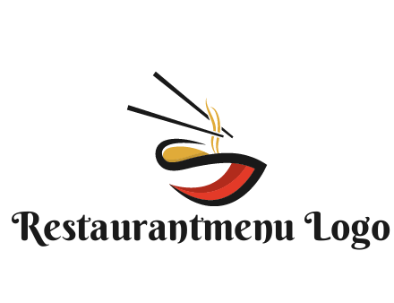 abstract noodle bowl with chopsticks restaurant logo