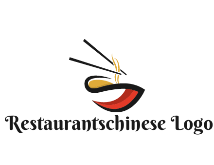 abstract noodle bowl with chopsticks restaurant logo