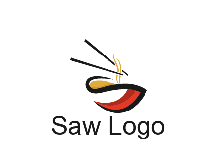 abstract noodle bowl with chopsticks restaurant logo