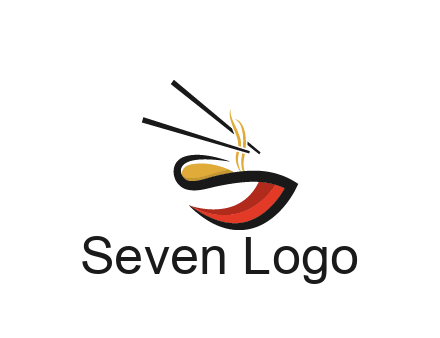 abstract noodle bowl with chopsticks restaurant logo