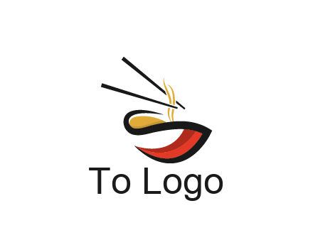 abstract noodle bowl with chopsticks restaurant logo