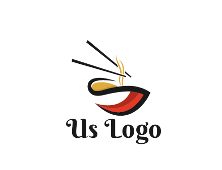 abstract noodle bowl with chopsticks restaurant logo