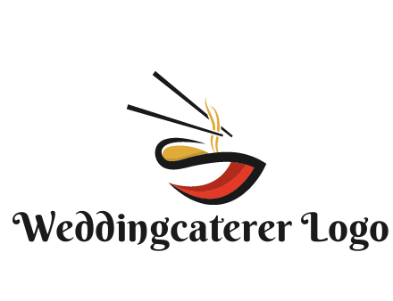 abstract noodle bowl with chopsticks restaurant logo