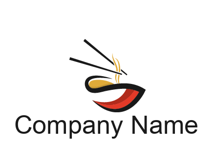 abstract noodle bowl with chopsticks restaurant logo