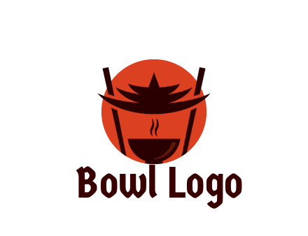 chopsticks with soup bowl food logo